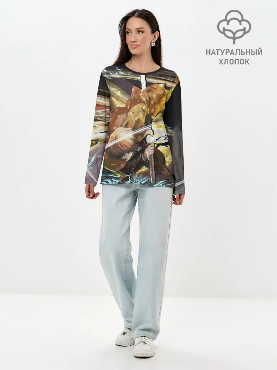 Лонгслив женский. Хлопок / Зиницу Агацума Клинок демонов