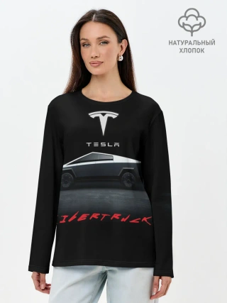 Лонгслив женский. Хлопок / TESLA kibertruck