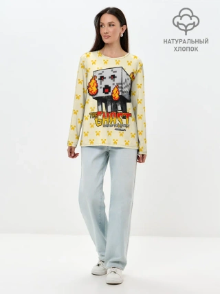 Лонгслив женский. Хлопок / Minecraft THE GHAST