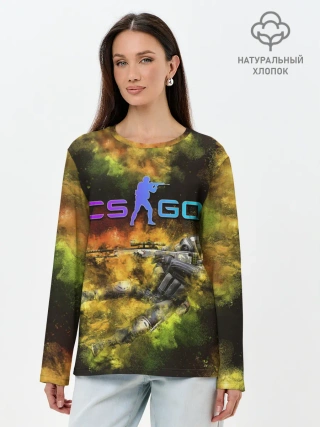 Лонгслив женский. Хлопок / CS GO Gold dust