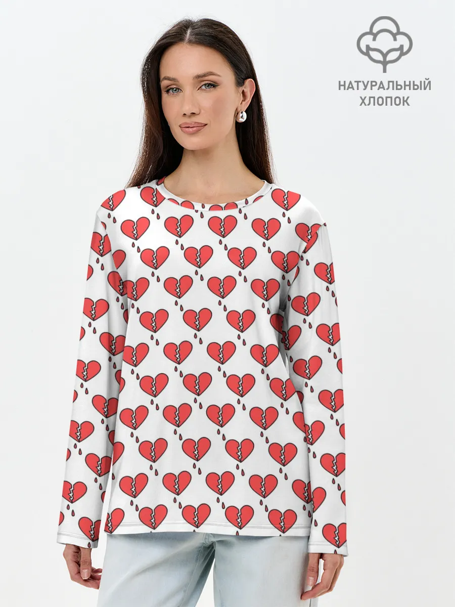 Лонгслив женский. Хлопок / Разбитое Сердце