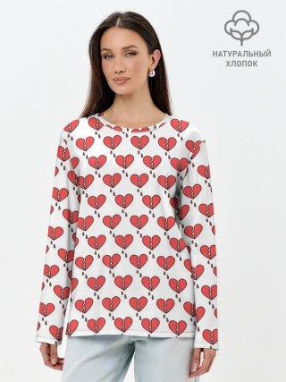 Лонгслив женский. Хлопок / Разбитое Сердце