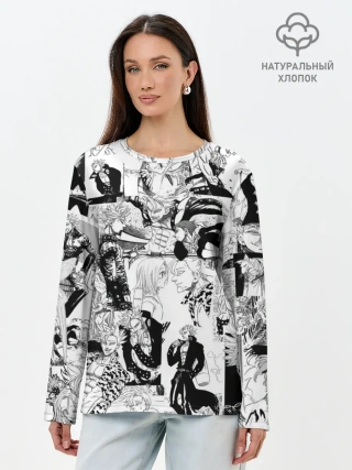 Лонгслив женский. Хлопок / 7 СМЕРТНЫХ ГРЕХОВ. Манга-паттерн