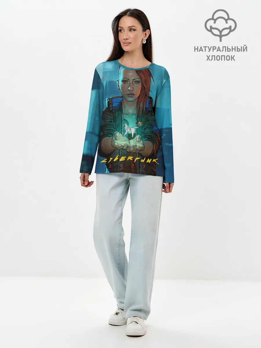 Лонгслив женский. Хлопок / cuberpunk 2077 melisa