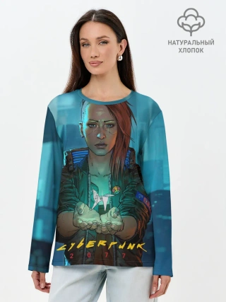 Лонгслив женский. Хлопок / cuberpunk 2077 melisa