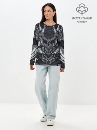 Лонгслив женский. Хлопок / Механический робот