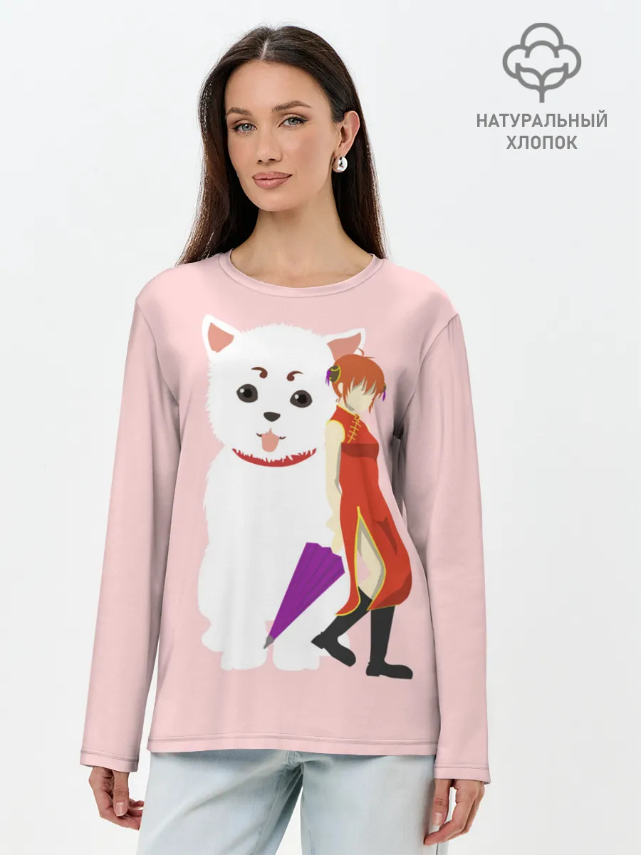 Лонгслив женский. Хлопок / Кот Гинтама