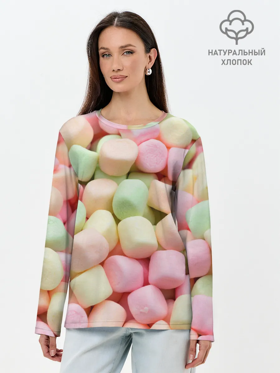 Лонгслив женский. Хлопок / маршмэлов зефирки нежные