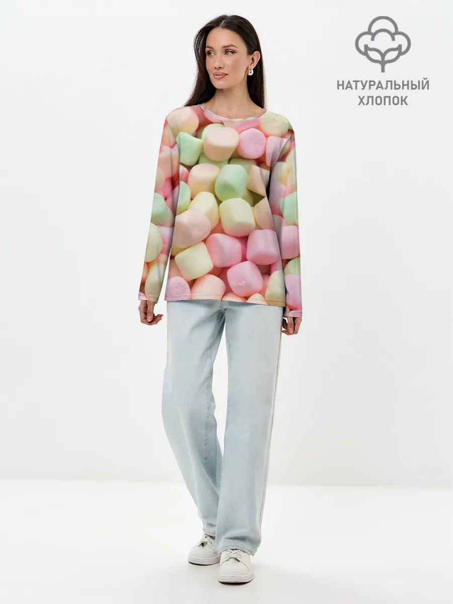 Лонгслив женский. Хлопок / маршмэлов зефирки нежные