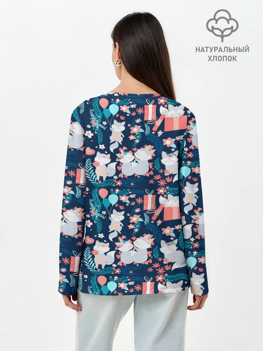Лонгслив женский. Хлопок / Котики | Подарки