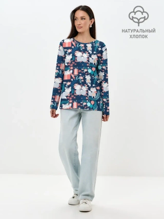 Лонгслив женский. Хлопок / Котики | Подарки