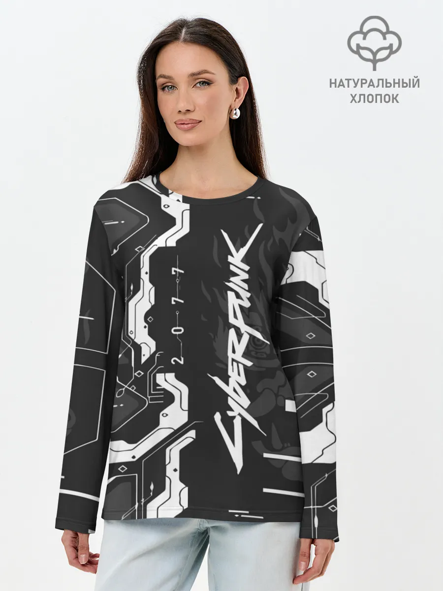 Лонгслив женский. Хлопок / Cyberpunk 2077 Tech