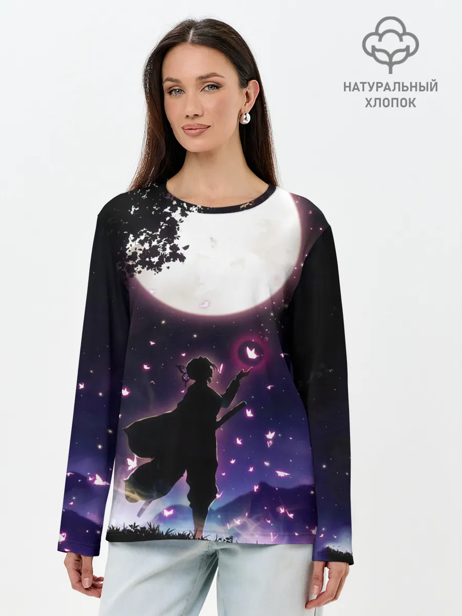 Лонгслив женский. Хлопок / Шинобу Кочо Клинок демонов