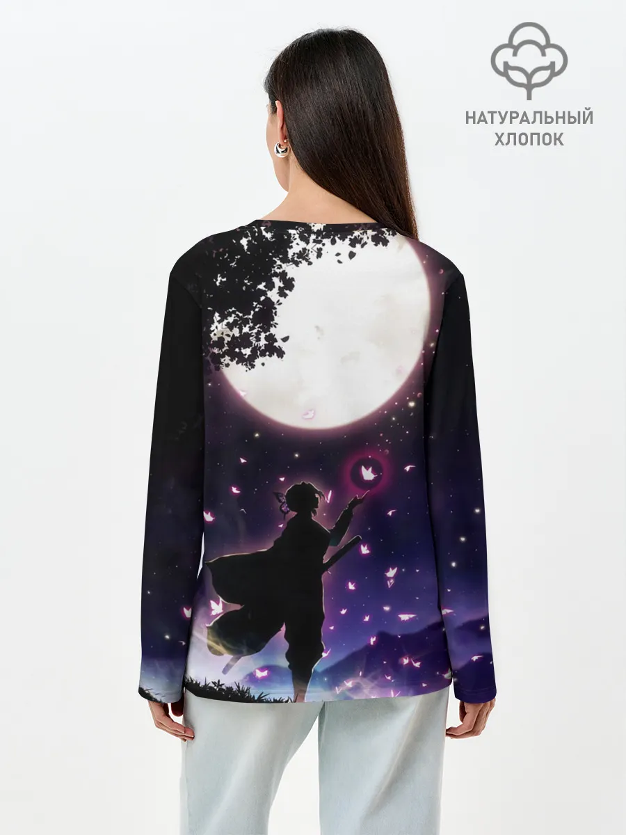 Лонгслив женский. Хлопок / Шинобу Кочо Клинок демонов