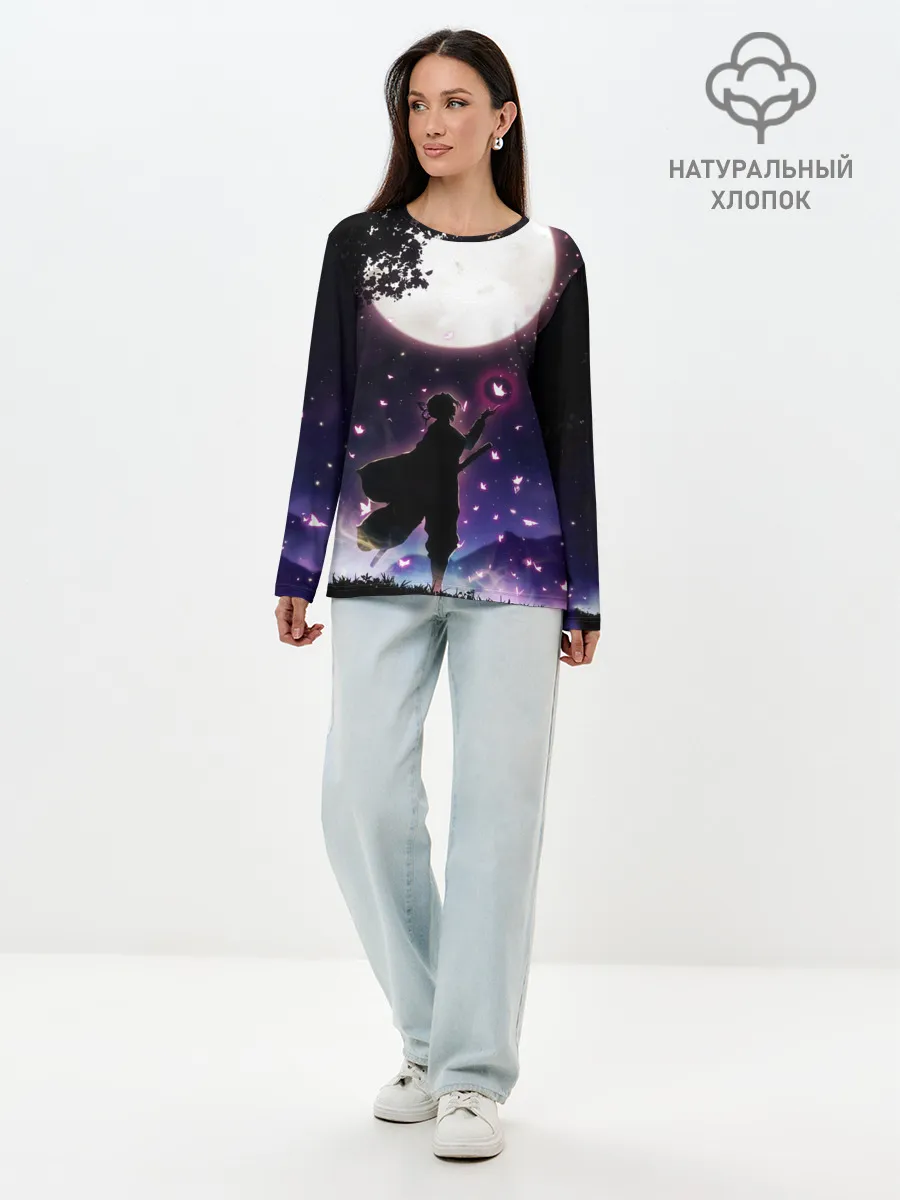 Лонгслив женский. Хлопок / Шинобу Кочо Клинок демонов