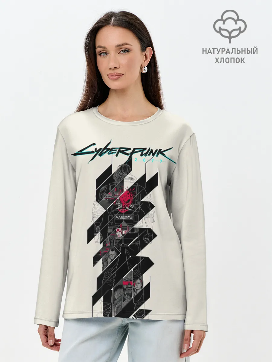 Лонгслив женский. Хлопок / Cyberpunk 2077