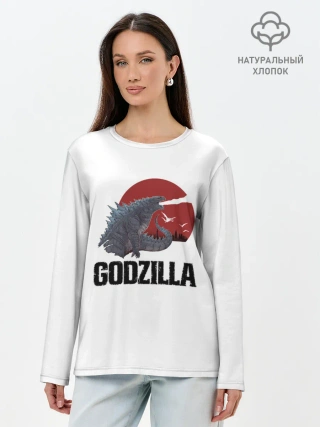 Лонгслив женский. Хлопок / Годзилла