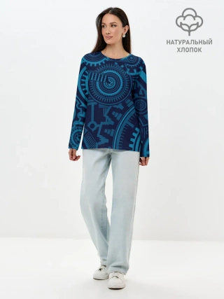 Лонгслив женский. Хлопок / Steampunk Mechanic Blue