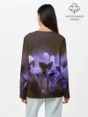 Лонгслив женский. Хлопок / хрупкий цветок фиалка