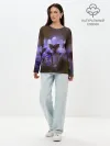 Лонгслив женский. Хлопок / хрупкий цветок фиалка