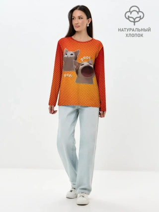 Лонгслив женский. Хлопок / Cat Pop