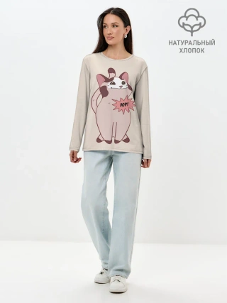 Лонгслив женский. Хлопок / Pop Cat