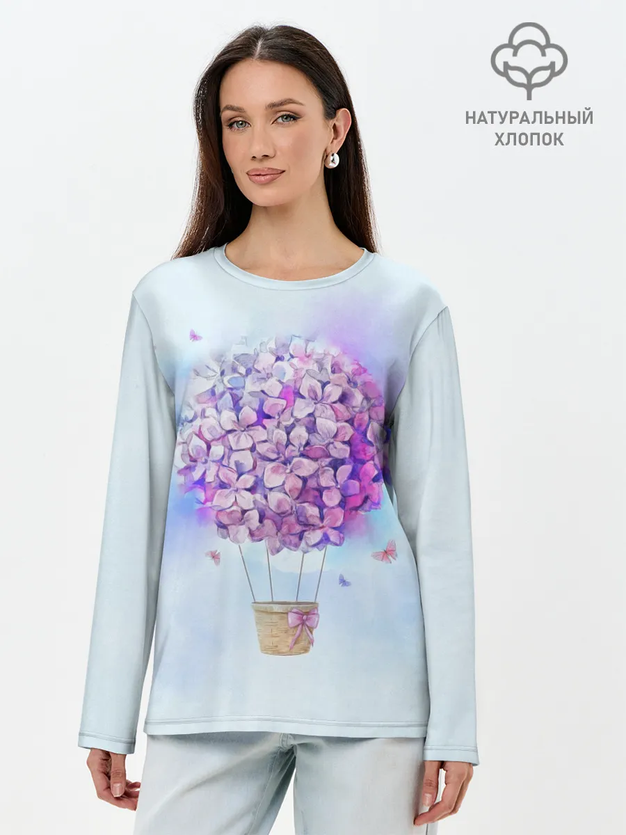 Лонгслив женский. Хлопок / Air flowers
