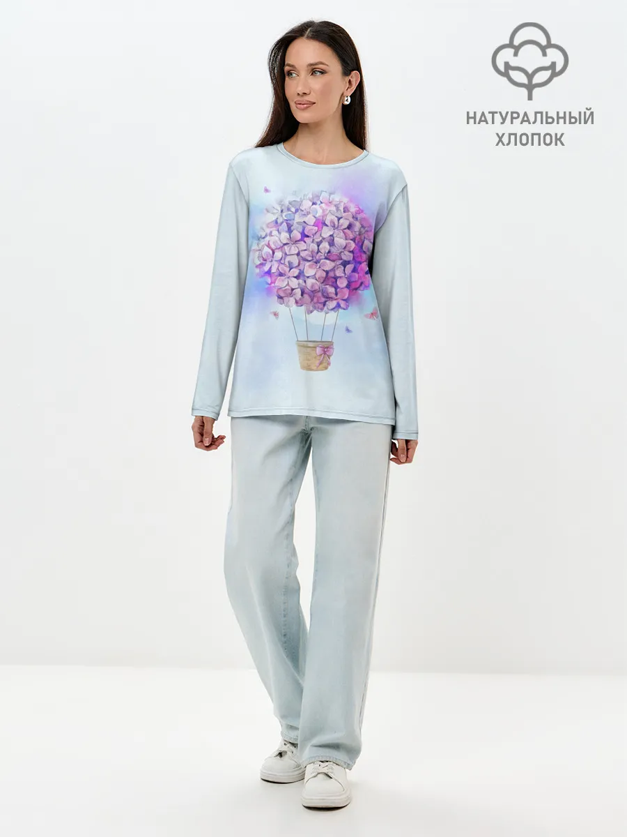 Лонгслив женский. Хлопок / Air flowers