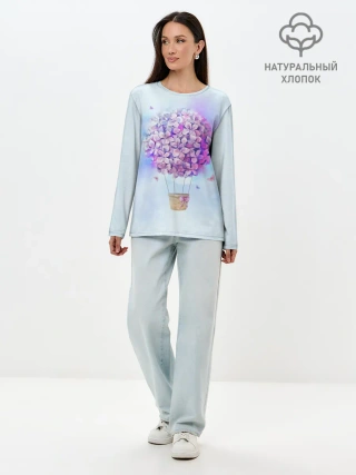 Лонгслив женский. Хлопок / Air flowers