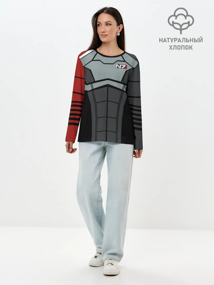 Лонгслив женский. Хлопок / КОСТЮМ N7 | MASS EFFECT N7 | МАСС ЭФФЕКТ Н7