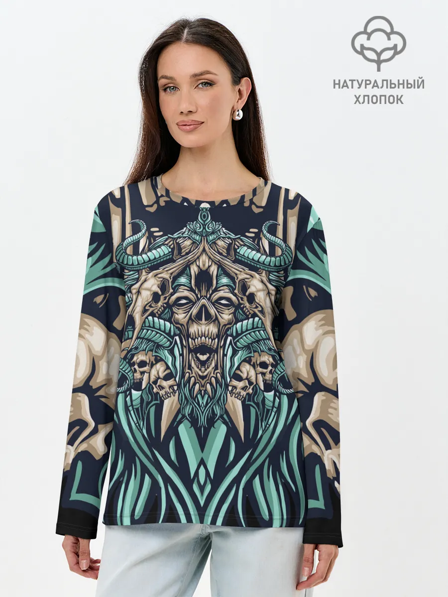 Лонгслив женский. Хлопок / Древний зомби