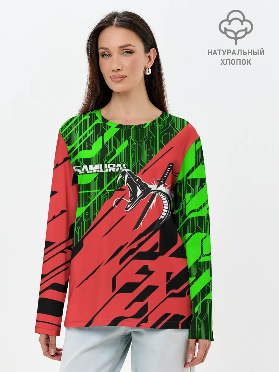 Лонгслив женский. Хлопок / CYBERPUNK 2077