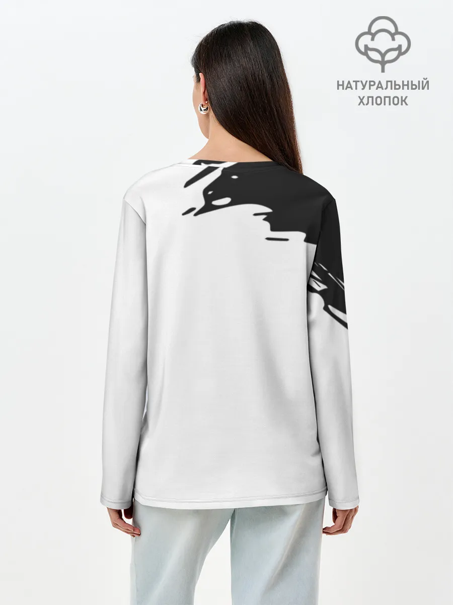 Лонгслив женский. Хлопок / Bleach black & white