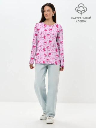 Лонгслив женский. Хлопок / Sexy Клубничка