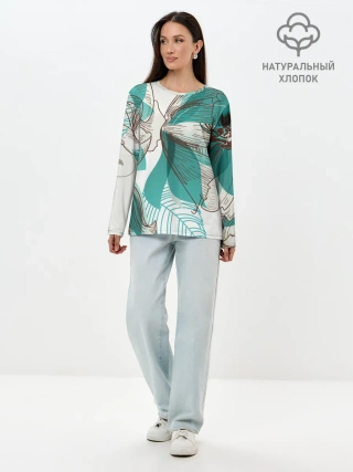 Лонгслив женский. Хлопок / Цветок