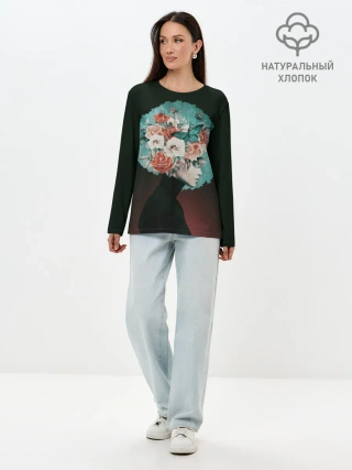 Лонгслив женский. Хлопок / Girl in flowers