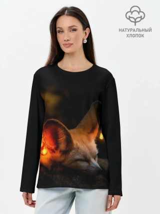 Лонгслив женский. Хлопок / Лисичка с фонариками