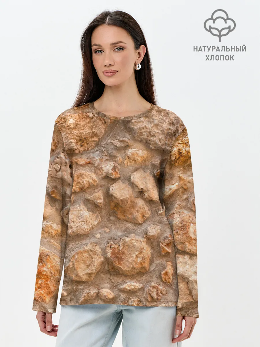 Лонгслив женский. Хлопок / Камни