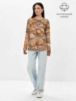 Лонгслив женский. Хлопок / Камни