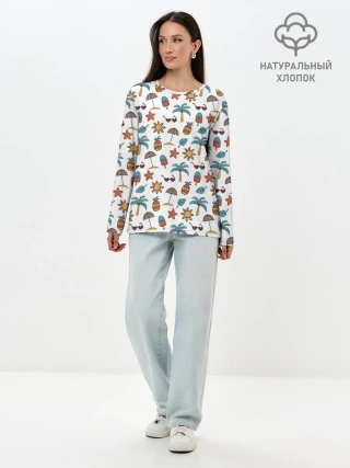 Лонгслив женский. Хлопок / Летний паттерн