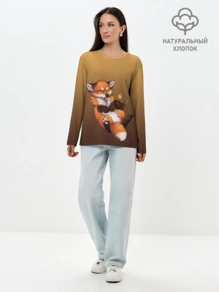 Лонгслив женский. Хлопок / Взрывной характер милого лиса