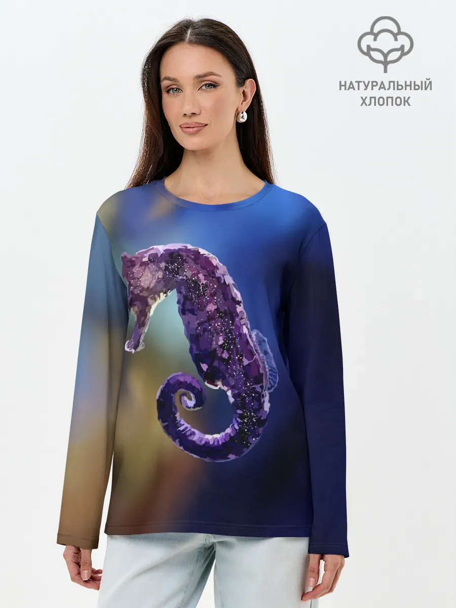 Лонгслив женский. Хлопок / Морской конёк