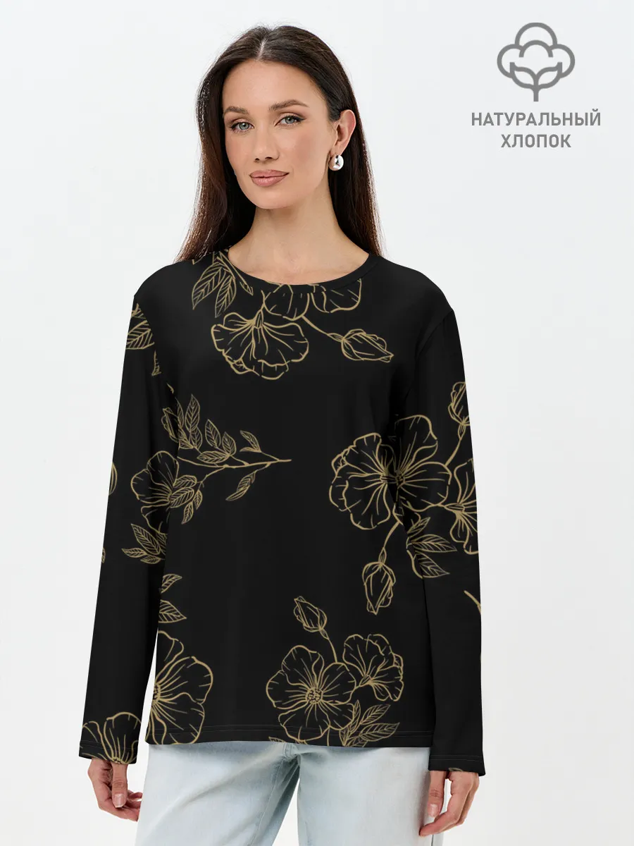 Лонгслив женский. Хлопок / Весенняя ночь