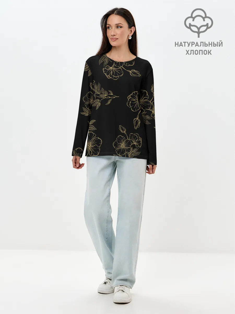 Лонгслив женский. Хлопок / Весенняя ночь