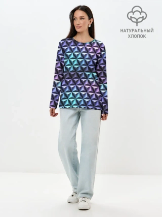 Лонгслив женский. Хлопок / НЕОНОВАЯ СТАЛЬ