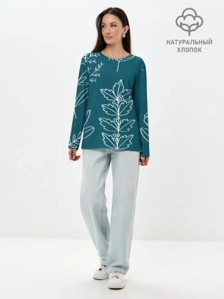 Лонгслив женский. Хлопок / Цветы