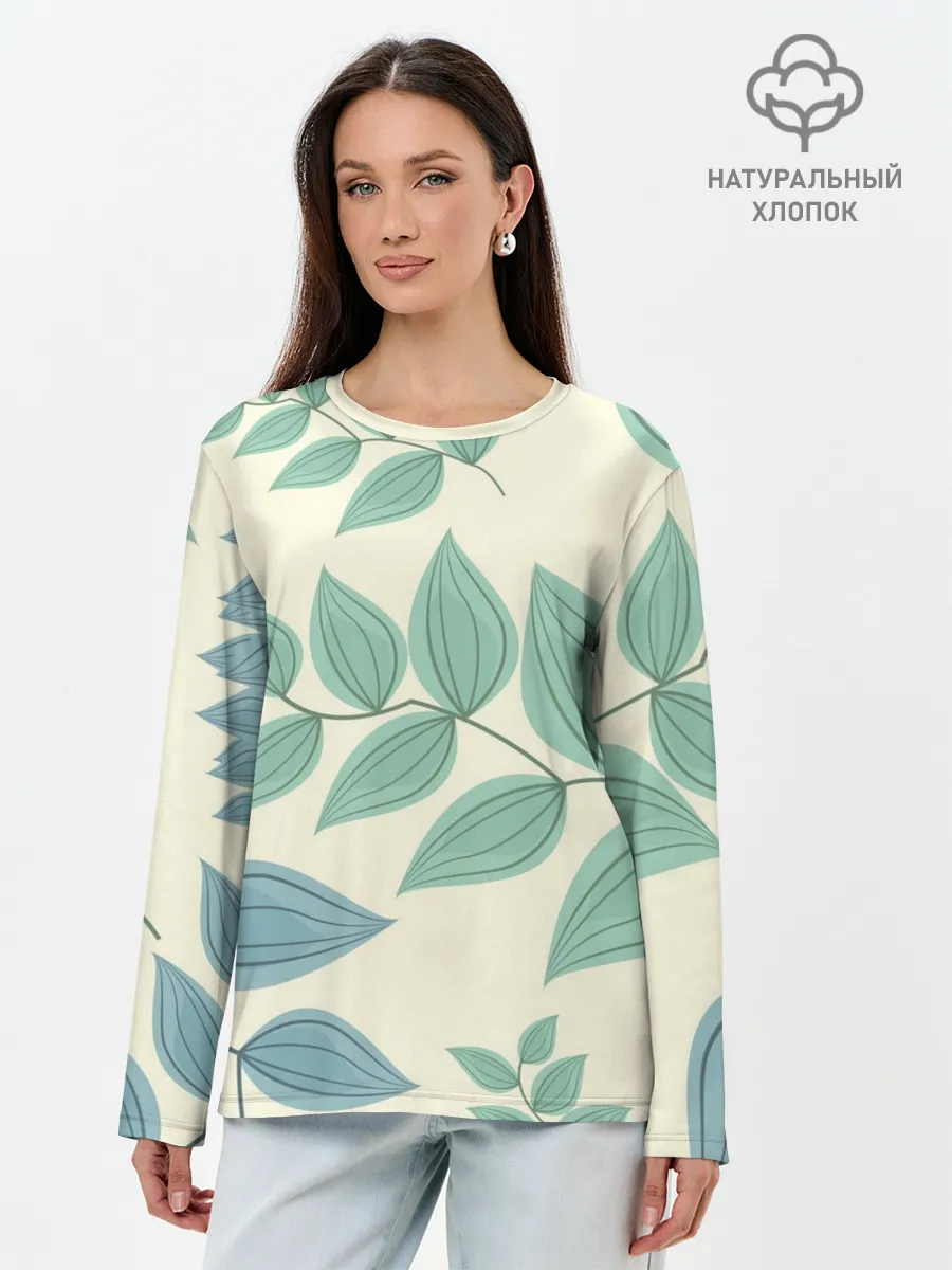 Лонгслив женский. Хлопок / Цветы