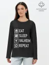 Лонгслив женский. Хлопок / Eat/Sleep/Valheim/Repeat