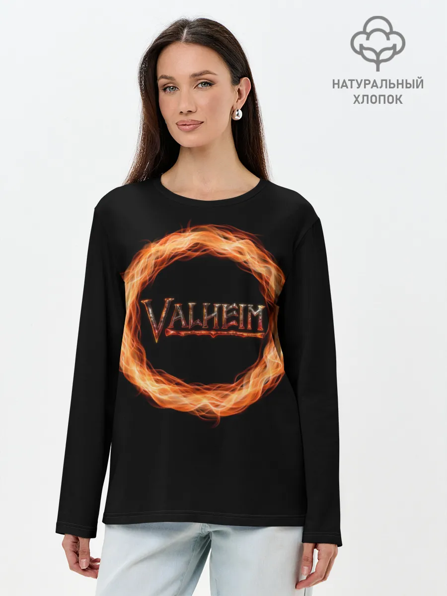 Лонгслив женский. Хлопок / Valheim - огненный круг