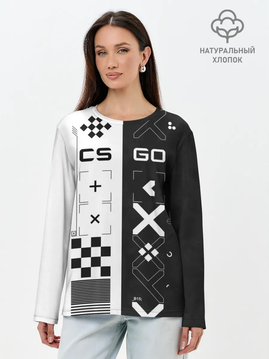 Лонгслив женский. Хлопок / Printstream | Поток информации